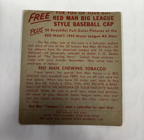 1955 Red Man Tobacco All-Star Team Granny Hamner W/tab Phillies