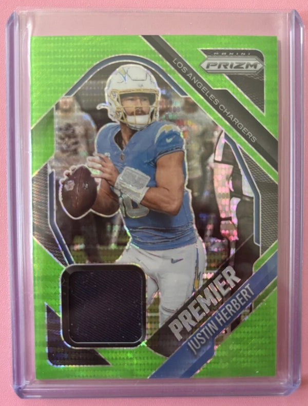 2025 Panini Prizm - Premier Jerseys Justin Herbert #PJY-JHT Neon Green Pulsar