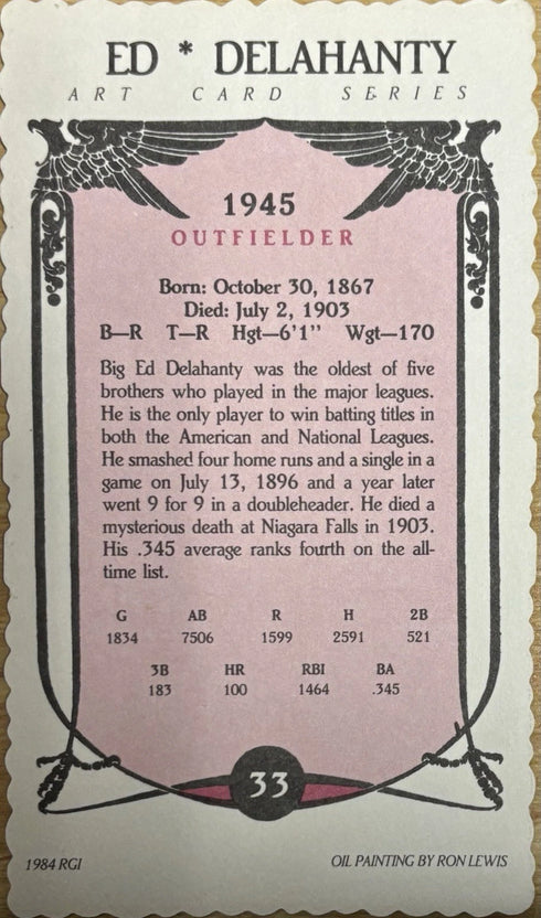 Ed Delahanty 1984 Art Card Series