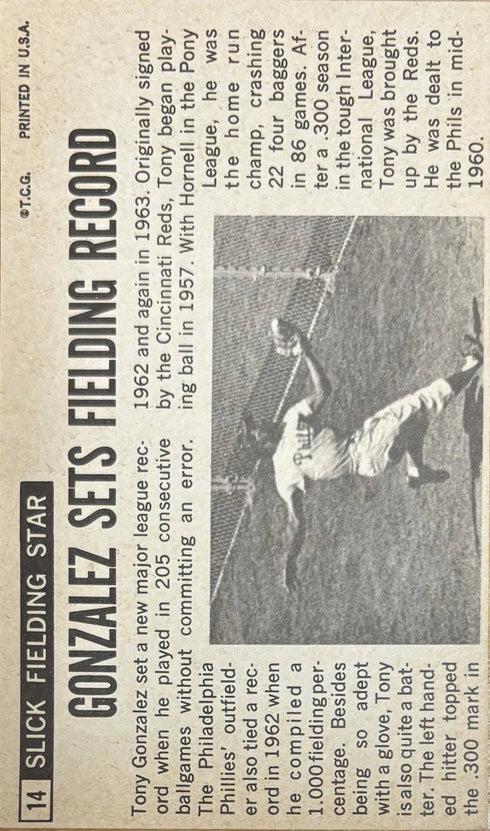1964 Topps Oversized Tony Gonzalez Philadelphia Phillies #14