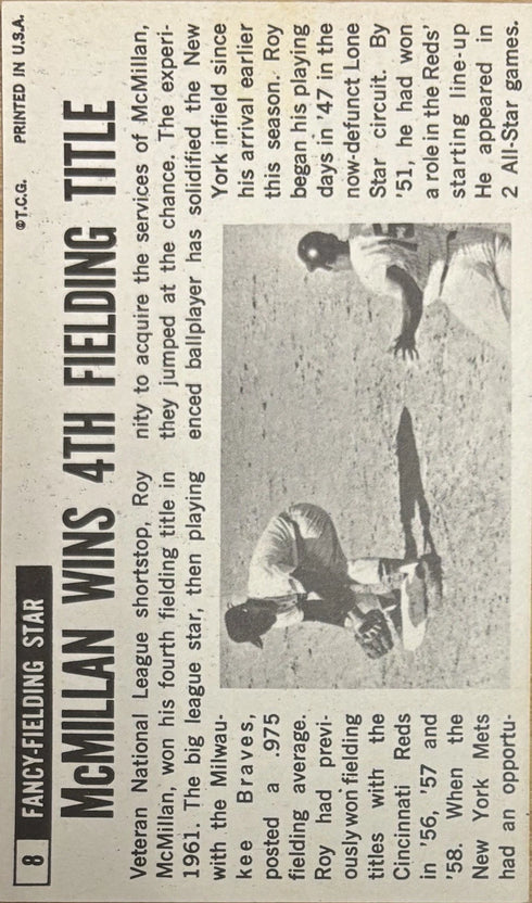 1964 Topps Oversized Roy McMillan New York Mets #8