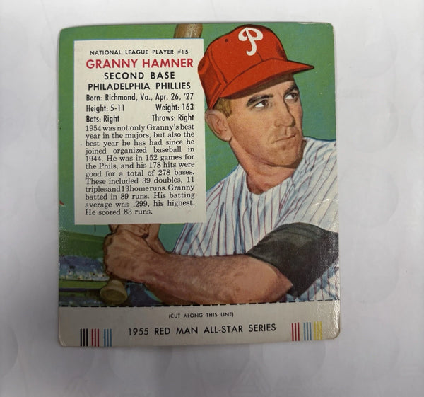 1955 Red Man Tobacco All-Star Team Granny Hamner W/tab Phillies
