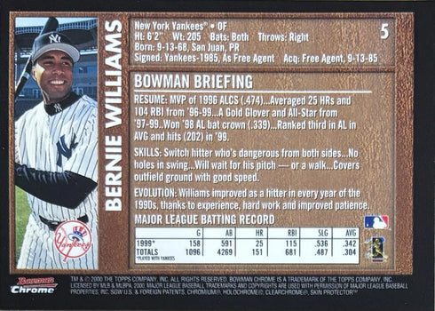 2000 Bowman Chrome Bernie Williams New York Yankees #5