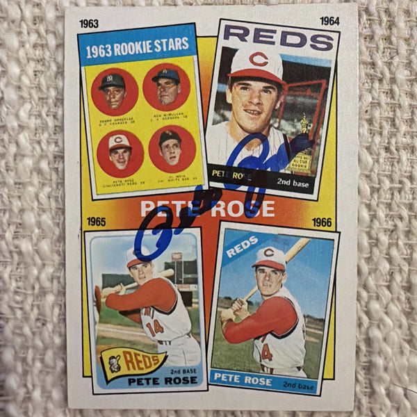 1986nPete Rose Autographed (Mounted Memories Hologram) "Topps" Trading Card JSA
