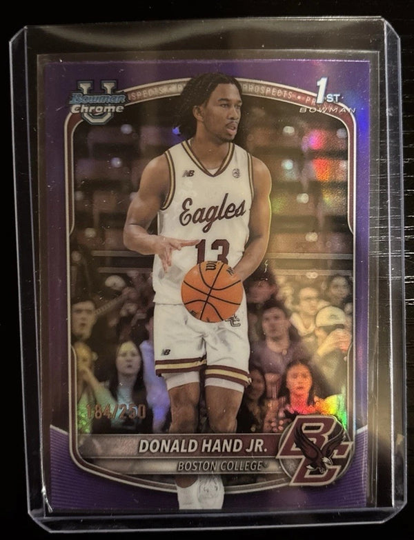 Donald Hand Jr. Bowman Chrome Purple Refractor /250