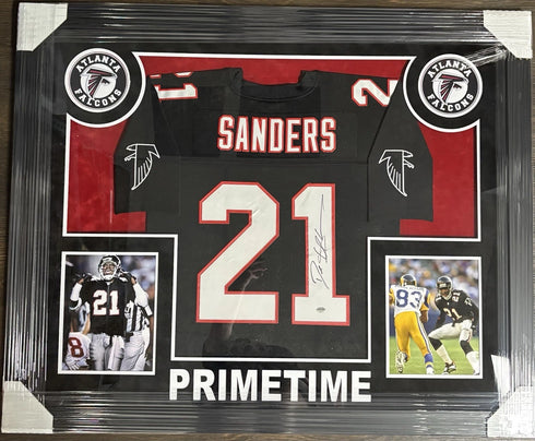 Atlanta Falcons Deion Sanders “Primetime” Signed Horizontal Framed Jersey GTSM