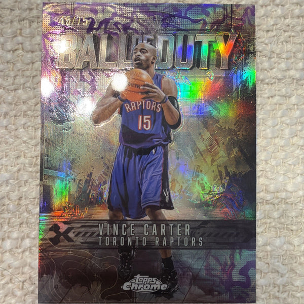 Topps 2025-26 Chrome Ball of Duty Vince Carter Raptors Teal Refractor #BD-20 /75