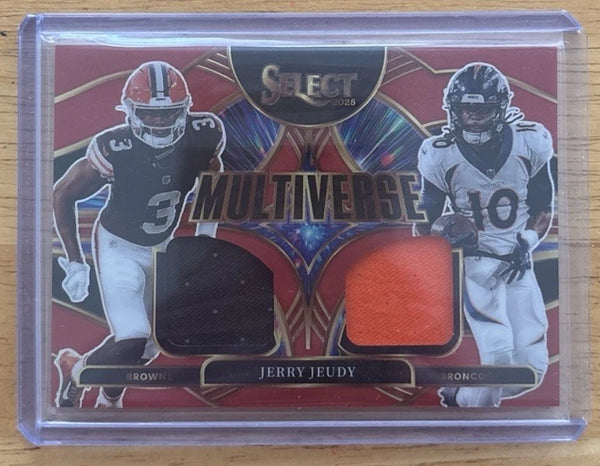 Jerry Jeudy Multiverse Dual Patch Prizm Select Browns Broncos Jersey Card