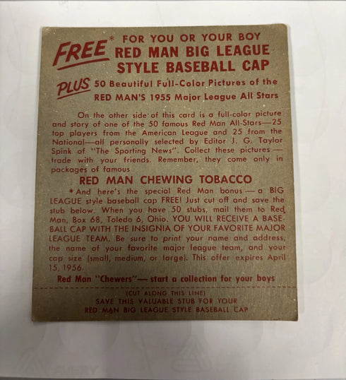 1955 Red Man #23 Chico Carrasquel W/ Tab White Sox