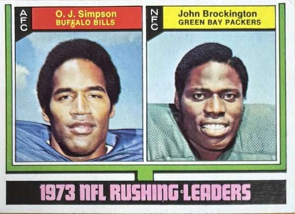 1973 Topps OJ Simpson John Brockington 1973 NFL Rushing Leaders #328