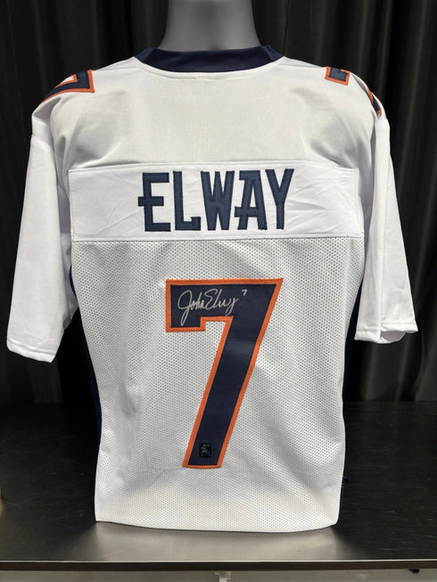 Denver Broncos John Elway Signed Custom White Jersey GTSM COA