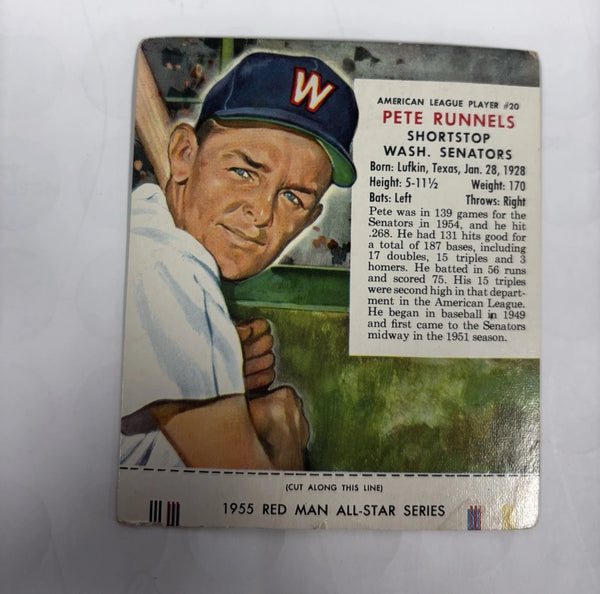 1955 Red Man w/Tab Pete Runnels Senators EX Washington Senators