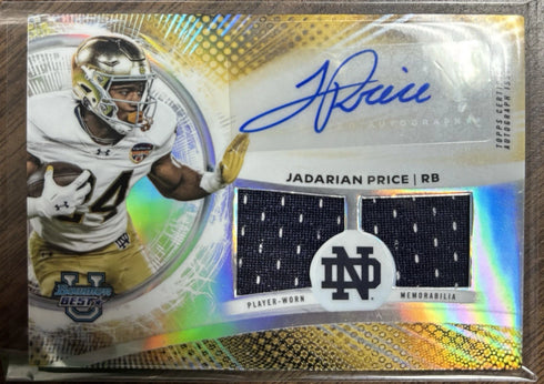 2025 Bowman's Best University Dual Relic Patch Autographs Jadarian Price Irish