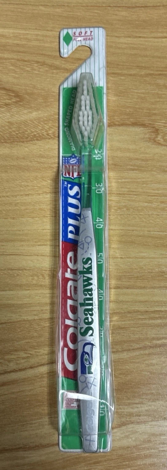Seattle Seahawks 1996 Colgate Plus Diamon Shaped Head Sealed Toothbrush