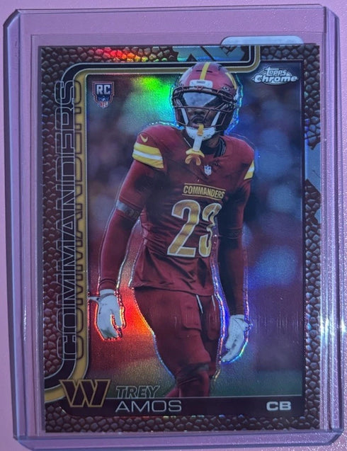 2025 Topps Chrome - Trey Amos Pigskin Leather Refractor Commanders RC π₯