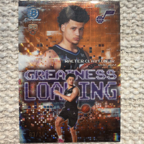 Topps Chrome 2025 Walter Clayton Jr. Utah Jazz Greatness Loading #GL-18 RC /25