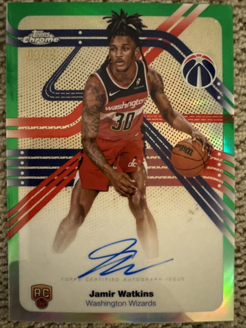 2025-26 TOPPS CHROME JAMIR WATKINS RC NEXT STOP SIGNATURES AUTO GREEN NS-JW /99