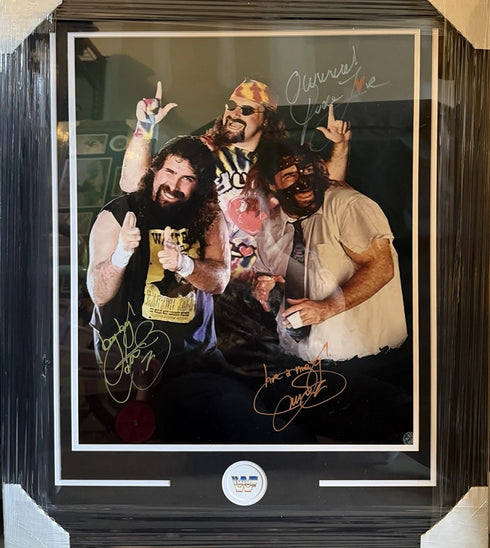 WWE Three Faces of Mick Foley Triple Signed Framed 20x24 With COA