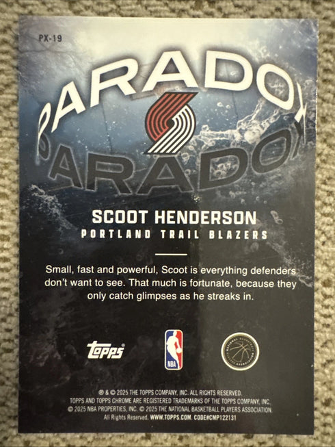 Scoot Henderson 2025 Topps Chrome Paradox Insert PX-19 Trail Blazers