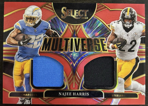 2025 Panini Select - Multiverse Najee Harris #MVJ-NHS Red Prizm (MEM) Chargers