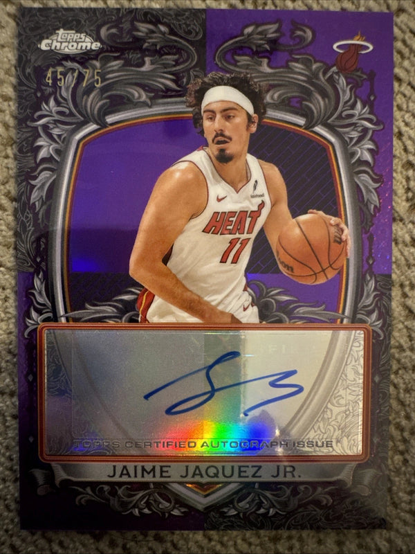 2025-26 Topps Chrome Signature Style Auto Jaime Jaquez Jr Purple Refractor #/75