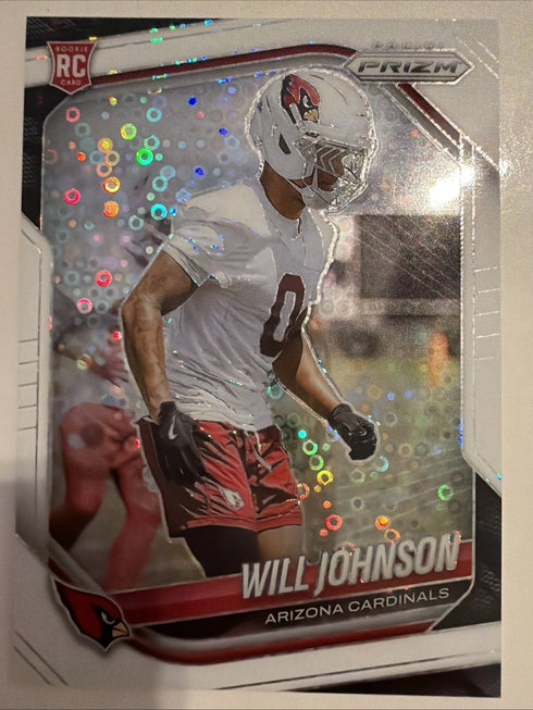2025 Panini Prizm Will Johnson Rookie White Disco RC Arizona Cardinals