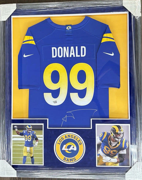 LA Rams Aaron Donald Signed Custom Framed Jersey Beckett Coa