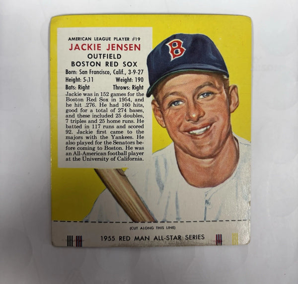1955 Red Man #19 Jackie Jensen Red Sox WITH TAB EX