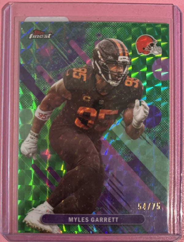 2025 Topps Finest Myles Garrett Green Geometric Refractor /75 Browns