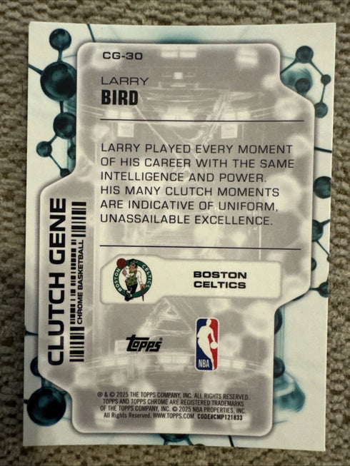 2025-26 Topps Chrome Larry Bird Clutch Gene Insert Card #CG-30 Boston Celtics