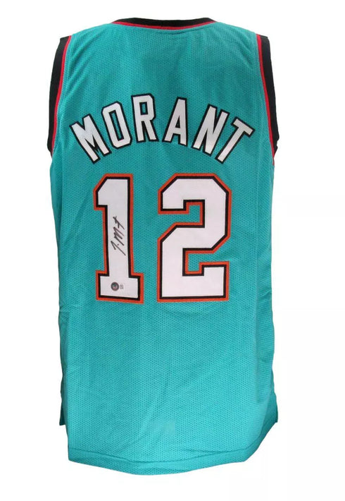 Ja Morant Signed Teal Memphis Grizzlies Custom Basketball Jersey Beckett