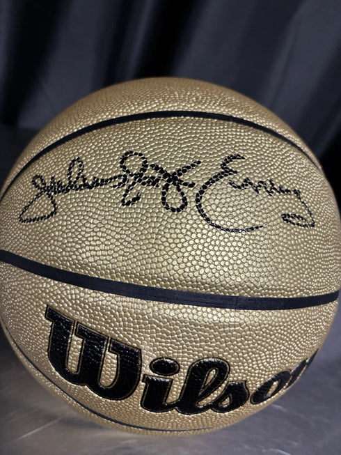 Philadelphia 76ers Julius Erving Signed Official Wilson Gold Basketball Beckett