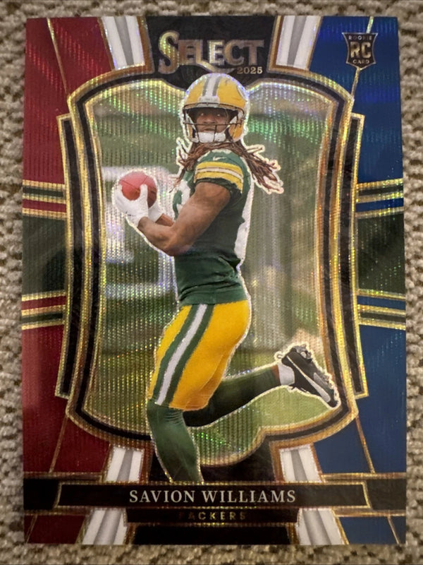 2025 Panini Select Savion Williams RC #167 Premier Level Tri-Color /299 Packers