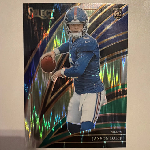 Jaxson Dart 2025 Panini Select Blue Green Prizm Shock Club Level Rookie #293