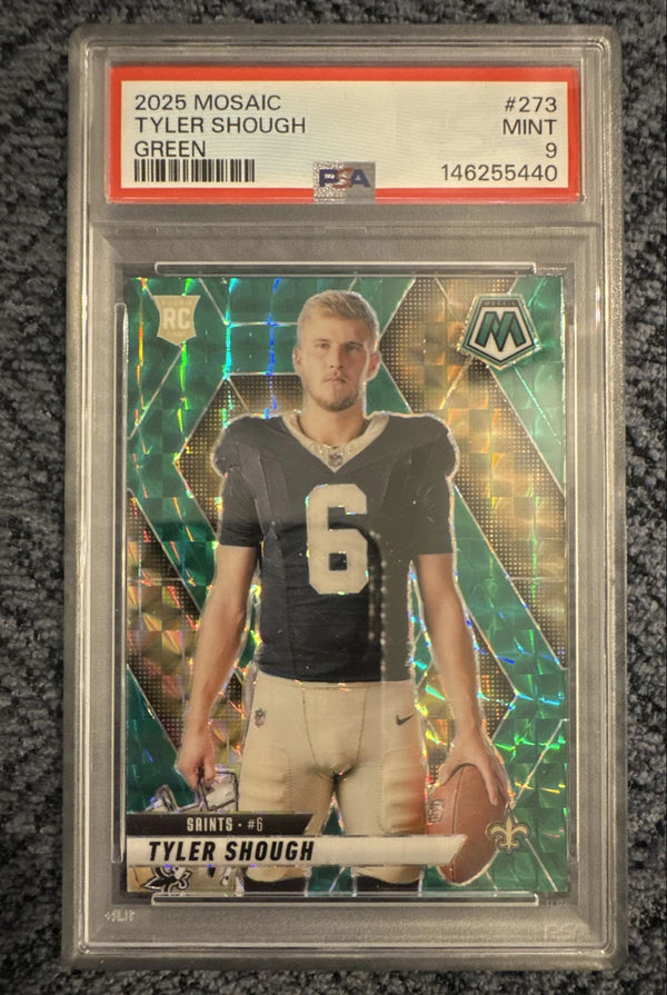 2025 Panini Mosaic - Tyler Shough #273 Green Mosaic Prizm (RC) PSA 9