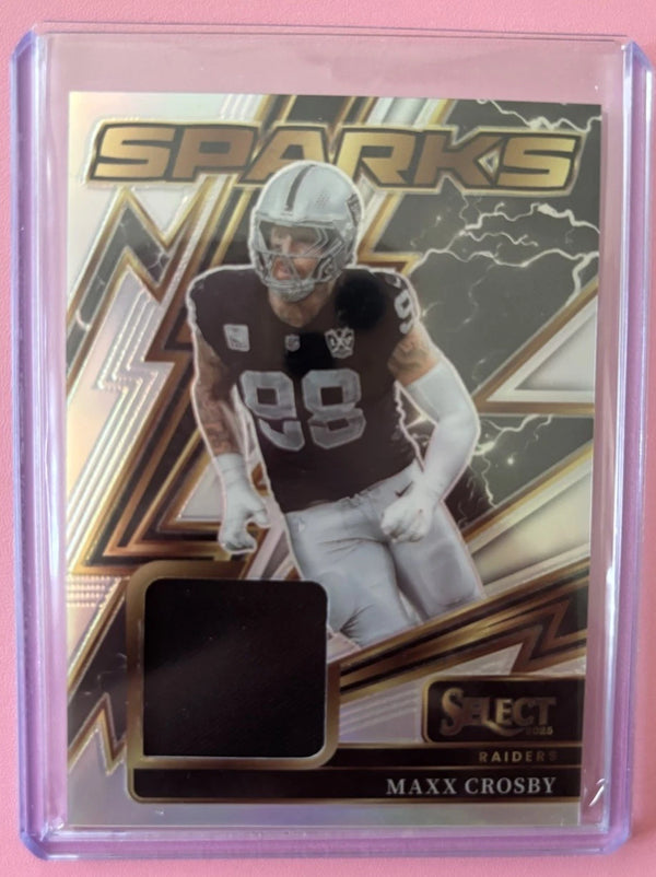 Maxx Crosby Raiders 2025 Select SILVER PRIZM SPARKS PATCH /149 #SPK-MCY