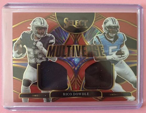 2025 Panini Select Multiverse Rico Dowdl Red Prizm Dual Patch #MVJ-RDE Cowboys