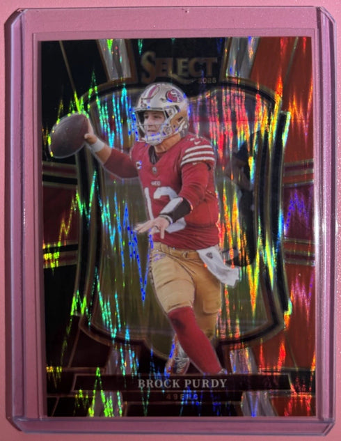 2025 Select Brock Purdy #117 Black and Green Prizm Shock San Francisco 49ers