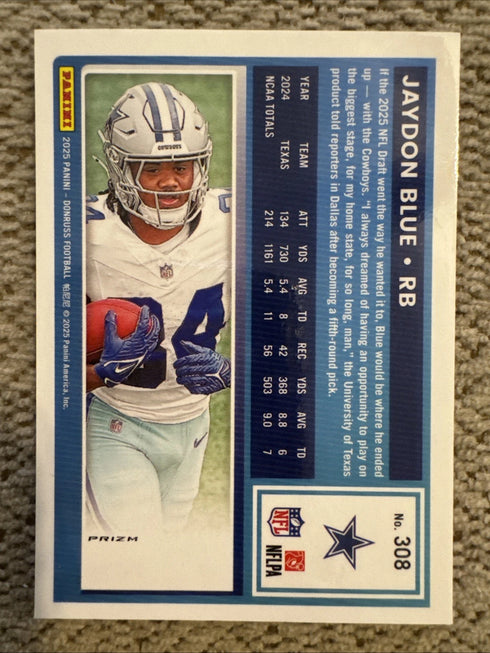 2025 Donruss #308 Jaydon Blue Optic Rated Rookies Preview Red Wave