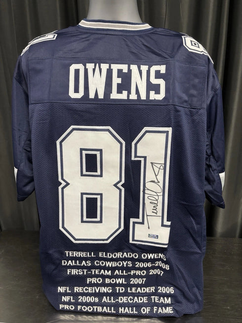 Dallas Cowboys Terrell Owens Signed Stat Custom Jersey Primetime Coa
