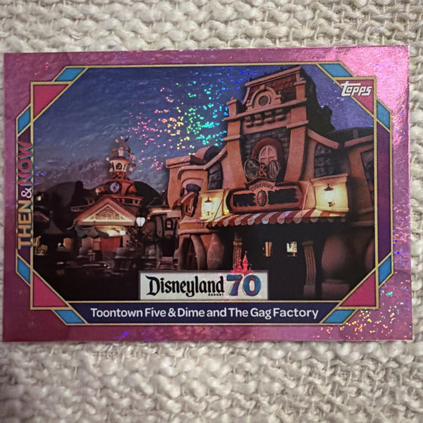 2025 Topps Disneyland 70th Anniversary #27 Pink Shimmer Toontown Five & Dime Gag