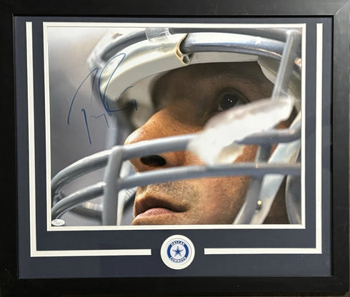 Dallas Cowboys Tony Romo Signed Framed 16x20 Photo Close Up JSA