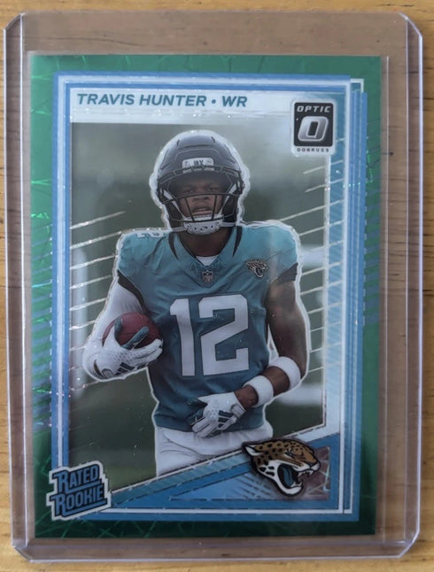 TRAVIS HUNTER 2025 Panini Donruss Optic GREEN HYPER PRIZM Rated Rookie