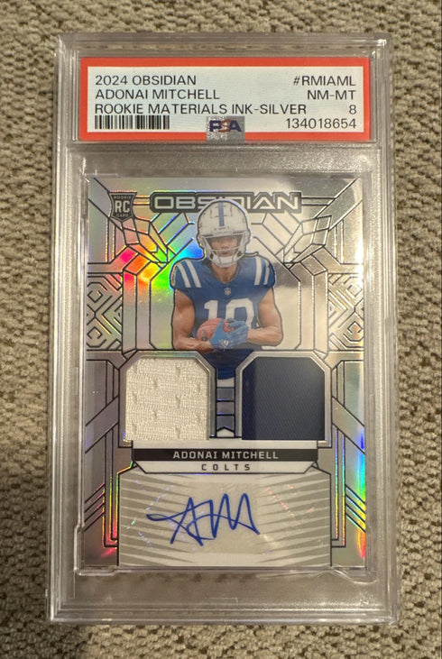 2024 Panini Obsidian - RC Adonai Mitchell #RMI-AML Silver /99 PSA 8