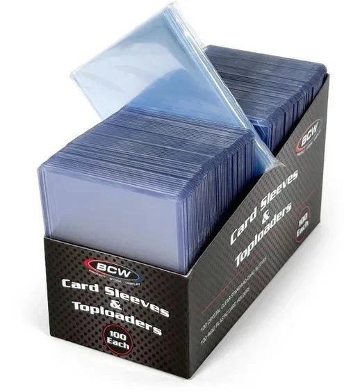 New 100 Pack of BCW Standard Toploaders & Penny Card Sleeves Combo