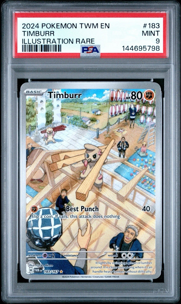 2024 POKEMON TWM EN-TWILIGHT MASQUERADE ILLUSTRATION RARE #183 TIMBURR PSA 9