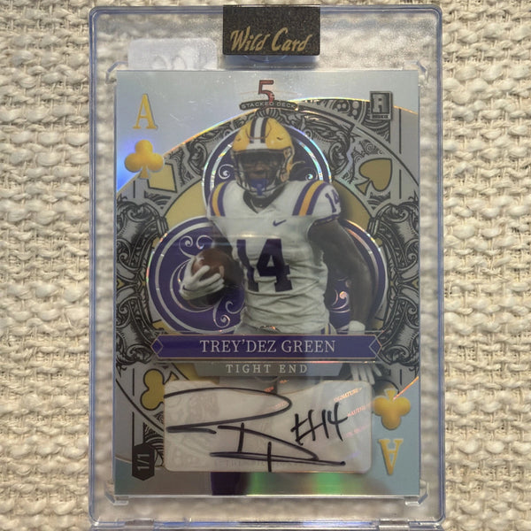 Wild Card 2026 5 Card Draw Stacked Deck Trey'Dez Green LSU Tigers Auto SD35-TGA