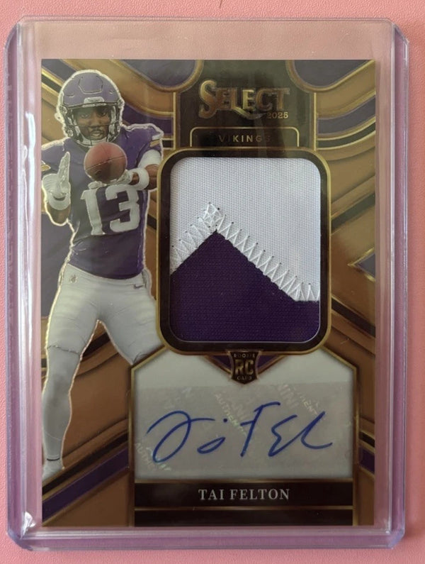 2025 Panini Select Prizm Tai Felton Vikings Jumbo Rookie Swatch /49 Auto