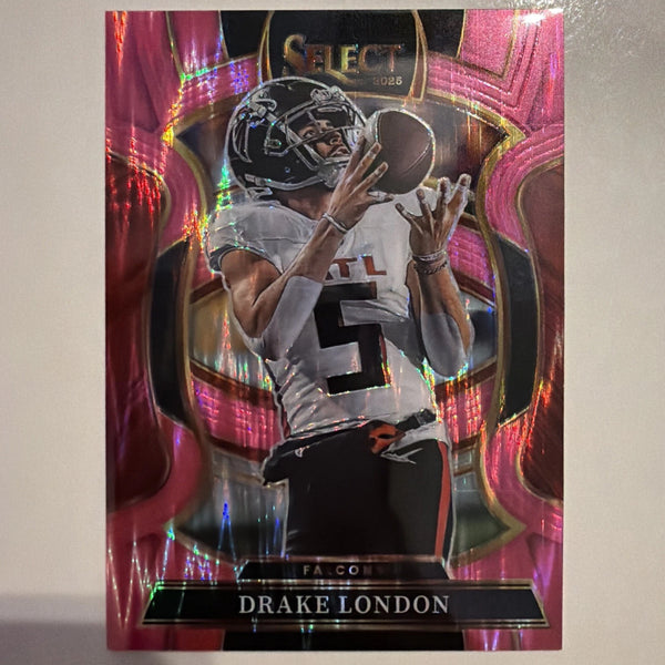 Panini Select 2025 Drake London Atlanta Falcons #47 Concourse Pink Prizm Shock