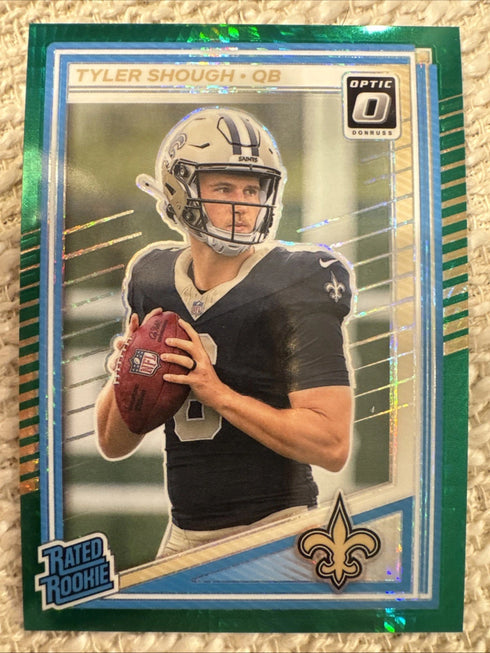 2025 Donruss Optic Tyler Shough Rated Rookie Green Hyper Prizm Saints #223 RC